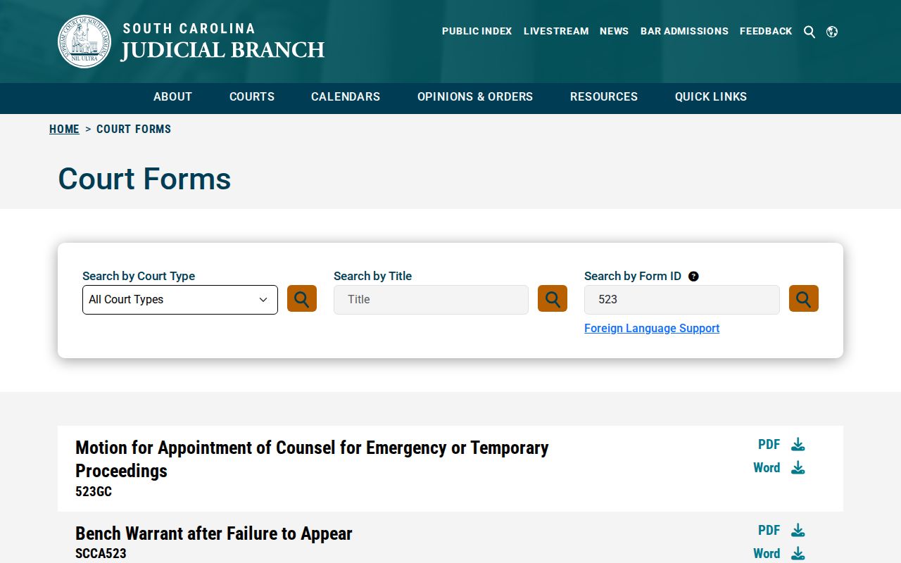 Jasper County bench warrant form schema