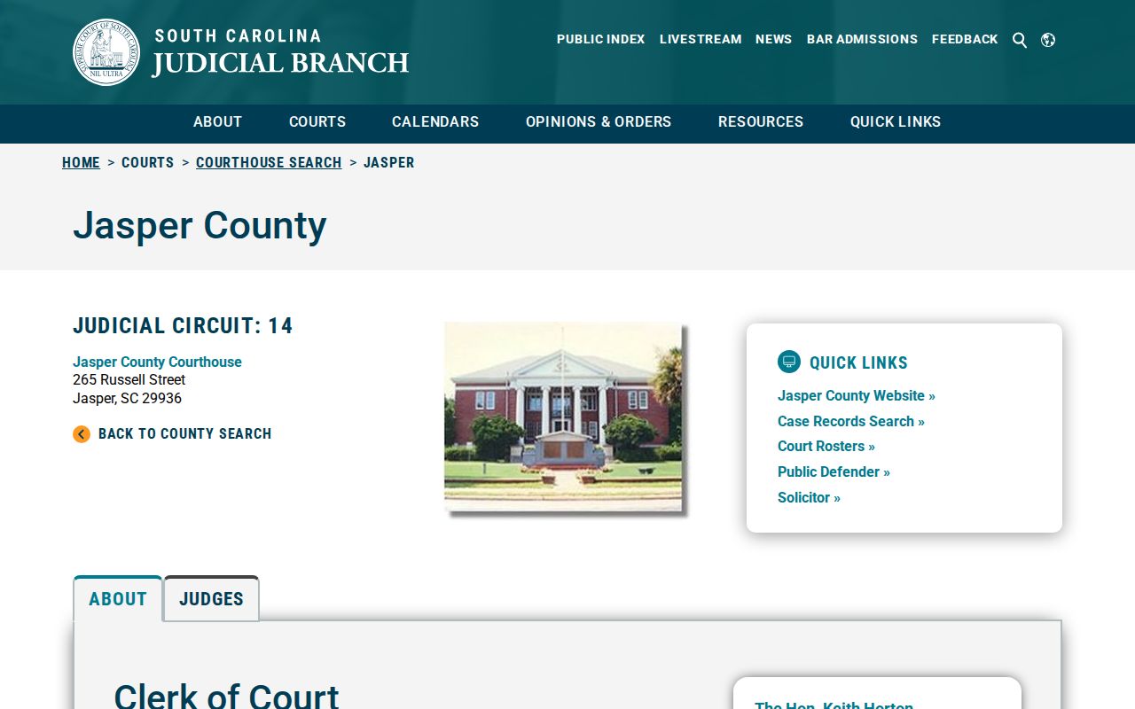 Jasper County municipal warrant court directory and local court contacts