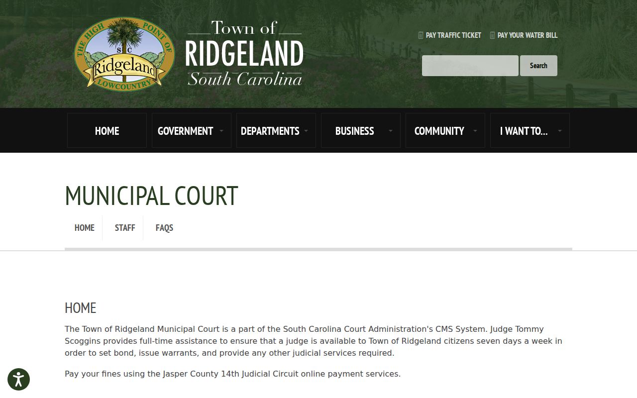 Ridgeland warrant records municipal court and bond information