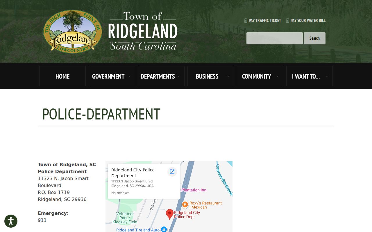 Ridgeland warrant records police department and after-hours contact