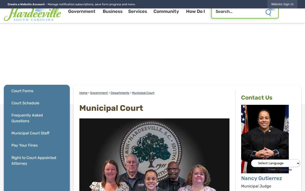 Hardeeville warrant records municipal court and city court role