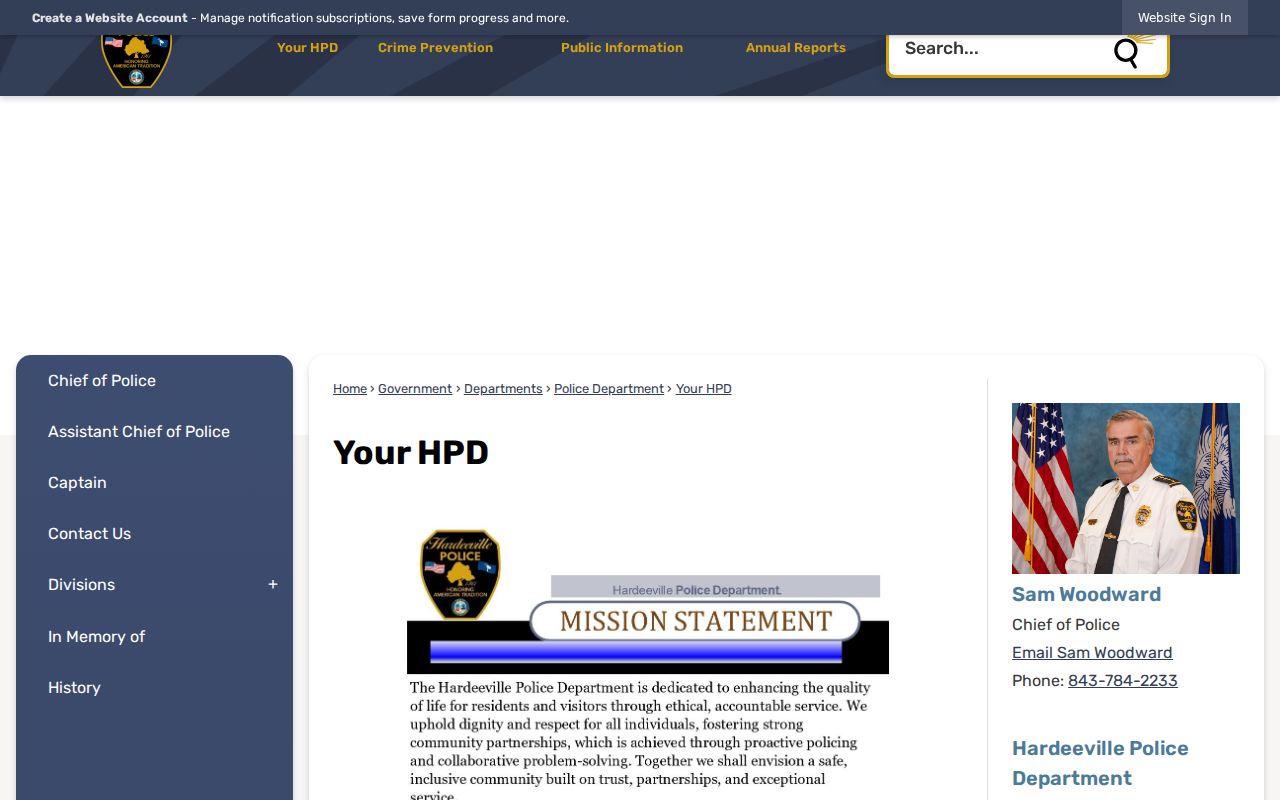 Hardeeville warrant records police department contact and records route